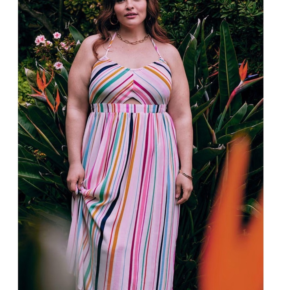 Eloquii Elements Vibrant Striped Maxi Dress